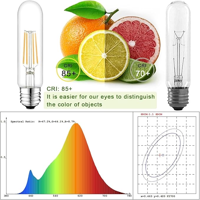 5 Inch Edison Bulb, 5000K Daylight White E26 Led Bulb 6W Dimmable, 800LM T10 T9 Clear Glass Tubular Light Bulbs, AC 120V Equal 80 Watt Bulbs for Chandelier Pendant Wall Light - 4Pack - Bloomnest