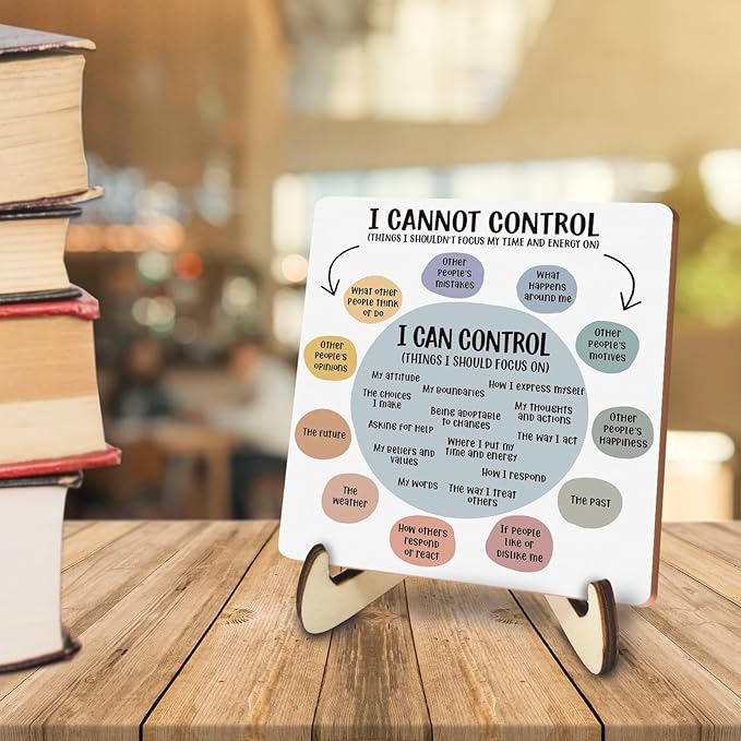 Inspirational Office Work Decor Rustic Wooden Desk Decor Mental Health Gifts Therapy Therapist Appreciation Gifts for Coworker Office Home Table Tiered Tray Plaque with Wood Stand