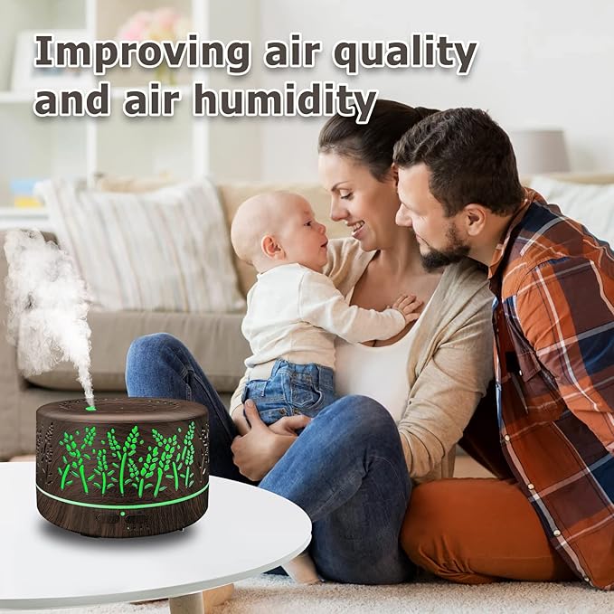 Diffusers for Essential Oils Large Room 600ml,Essential Oil Diffusers for Home with R/C,Cool Mist Humidifier,7 Colors Lights & 3 Mist Mode Waterless Auto Off for Office - Bloomnest