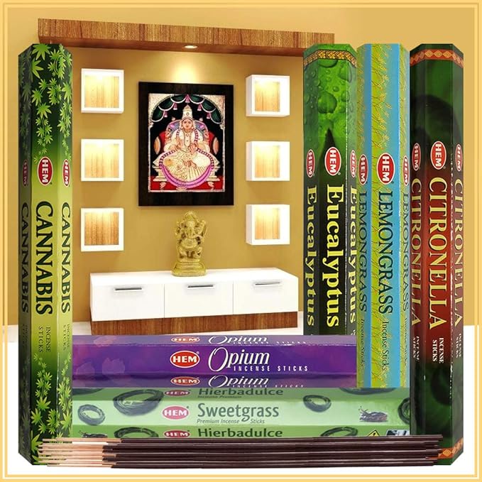 Hem Incense Sticks Variety Pack #26 and Incense Stick Holder Bundle with 6 Herbal Fragrances - Bloomnest