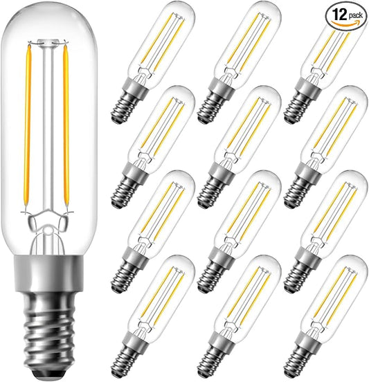 dalattin T6 LED Light Bulbs, 40W Equivalent Dimmable 2700K Soft Warm White Small Lightbulbs, Efficient 4.5W T25 Decorative Bulbs, E12 Base, 120V, for Chandelier Ceiling Fan Wall Sconce, 500lm, 12 Pack - Bloomnest