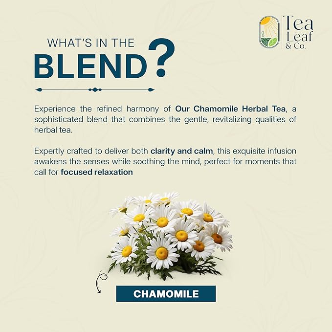 Tealeaf & Co. Pure Chamomile Herbal Tea - Organic Chamomile Tea Bags Blended with Fresh Herbs - Contains Low Caffeine - Gluten Free - 100 Teabags (7.055oz/200gm) - Bloomnest