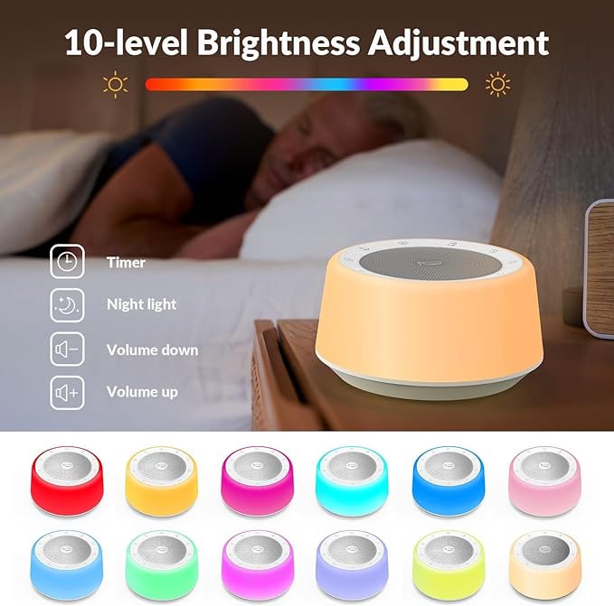 Kipcush Tibetan Singing Bowls Sound Machine - 11 Different Sized Sound Bowls with Night Light for Yoga, Meditation, Mindfulness, Healing, Chakra Healing and Stress Relief, Timer, Plug in - Bloomnest