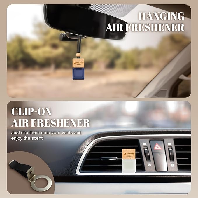 Car Air Freshener Hanging 3 Pack - 1 Way, Dream On, Cabana Hotel Collection Diffuser Oil Inspired The One Hotel, Car Fresheners for Women & Men, 45+ days Long Lasting, 0.27 FL OZ/8ML - Bloomnest