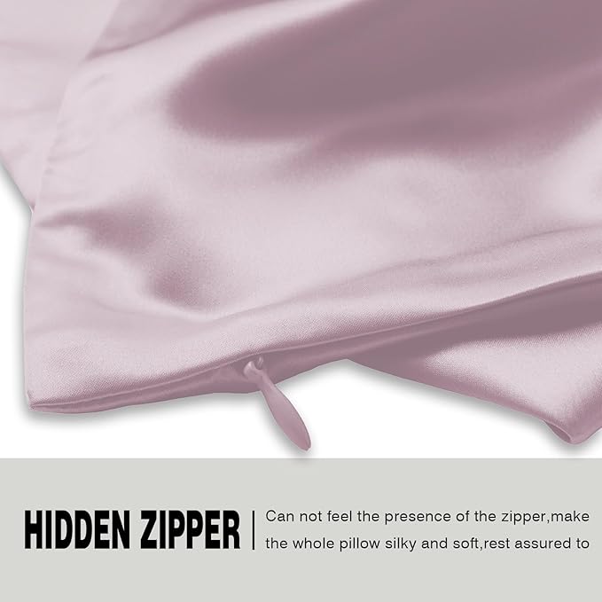 Natural Mulberry Silk Pillowcase for Hair and Skin Queen Size 20"X30" Pillow Case with Hidden Zipper Soft Breathable Smooth Cooling Silk Pillow Covers for Sleeping (Lavender,Queen,1Pcs) - Bloomnest