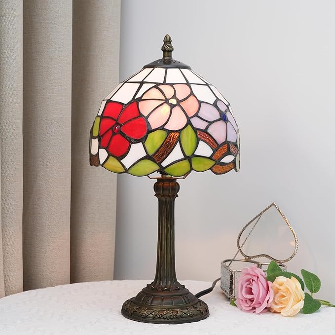 Tiffany Lamp Stained Glass lamp Small Bedside Table Lamps for Living Room Bedroom Dorm Kitchen Home Decor Festival Birthday Gift,Morning Glory - Bloomnest