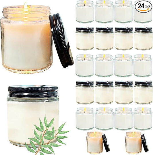 24 Pcs 4 Oz Mini Soy Candles,Eucalyptus Scented,Aromatherapy Candle,Bulk Candle Set，Great Stress Relieving Scented Candles for Girls as a Gift for Birthdays, Weddings and More! - Bloomnest