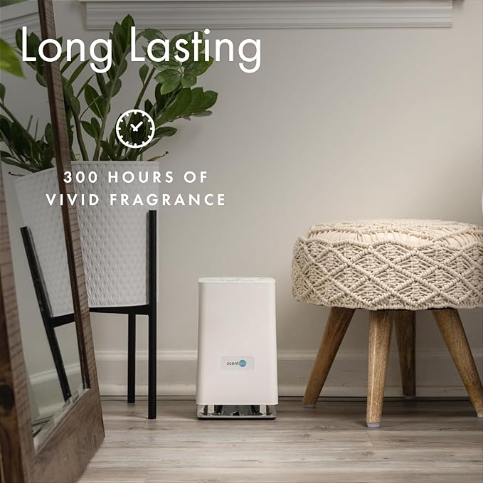 ScentAir Whisper Home | White Diffuser Machine, Scents up to 800 Sq. Ft Room, Compatible with Alexa & Google, WiFi & Bluetooth Enabled - ScentAir Cartridge Golden Bamboo