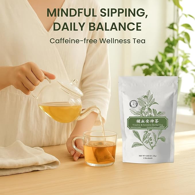 Herb Guru Vitality & Serenity Herbal Tea, natural Herbal Blend with Jujube, Goji Berry & Angelica Root, Restorative Infusion & Wellness Beverage, Includes 5 natural Tea Bags for Balanced Energy