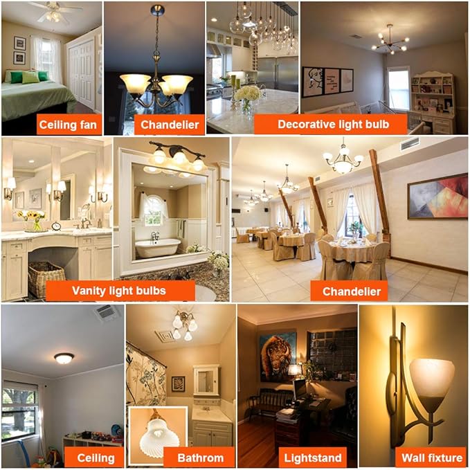 LiteHistory Dimmable g16.5 led Bulb 40W g16 1/2 led Edison Bulb 2700K 4W e26 Globe Light Bulbs for Ceiling Fan,Chandelier,Vanity Light Bulb AC120V 400lm 6Pack - Bloomnest