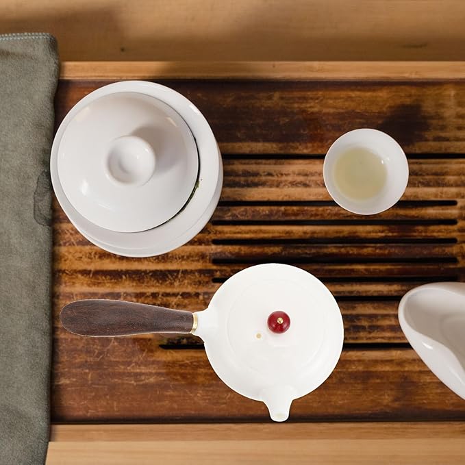 Ceramic Tea Maker with Side Handle Small Teapot for Loose Leaf Tea Lightweight Porcelain Teaware for Home Office Restaurant