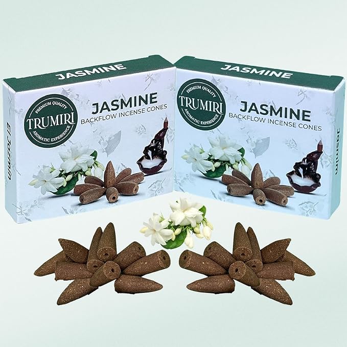 TRUMIRI Jasmine Backflow Incense Cones - 20 Cones, Pack of 2 TRUMIRI
