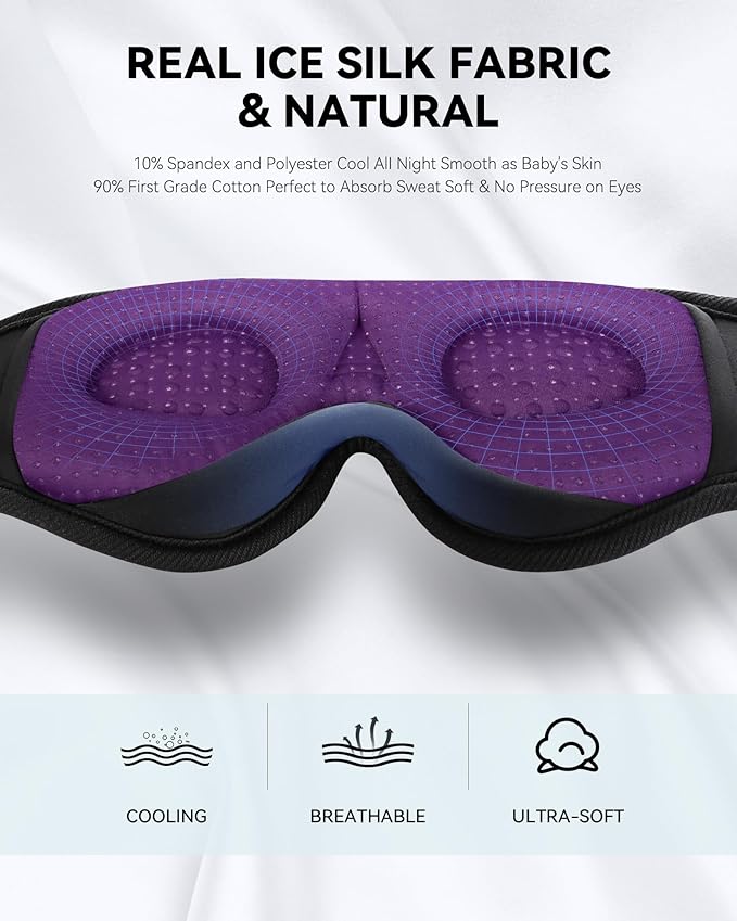 MUSICOZY 3D Sleep Headphones Mask Sleeping Headphones for Side Sleepers Eye Mask, Wireless Bluetooth Headband Headphones Cool Gadgets Unique Gifts(Purple) - Bloomnest