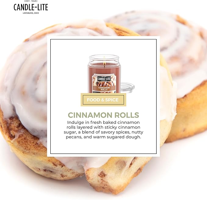 Candle-lite Fall Scented Candles, Cinnamon Rolls, 18 oz Jar, Proudly Poured in The USA, Aromatherapy Candle, Single-Wick with 110 Hours of Burn Time, Perfect for Creating an Inviting Ambiance - Bloomnest