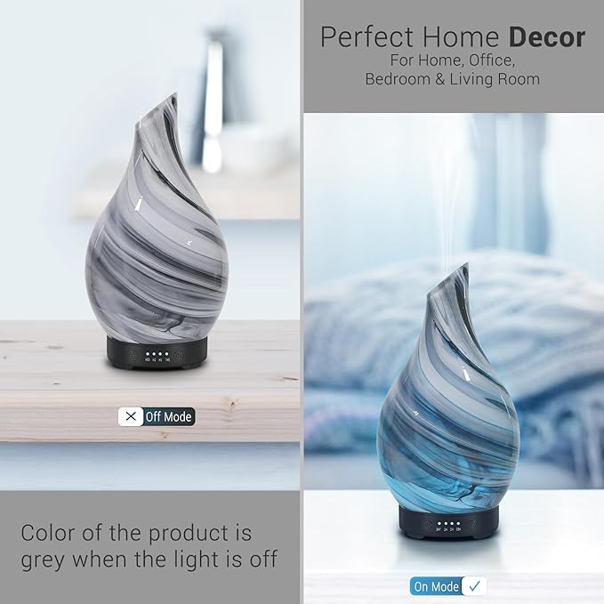 Oil Diffuser & Essential Oils Set - Aromatherapy Diffuser with 6 Essential Oils Set, Ultrasonic Cool Mist Oil Diffusers for Essential Oils, 4 Timer & 7 LED Light, with Auto Shut-Off Protection Gifts - Bloomnest
