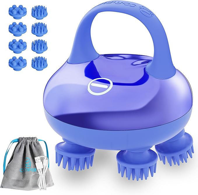 COMFIER Cordless Scalp Massager Hair Growth with 3 kneading Modes,Waterproof Head Massage with 8 Claws for Deep Cleansing,Body Cat Head Scratcher,Gift for Women COMFIER