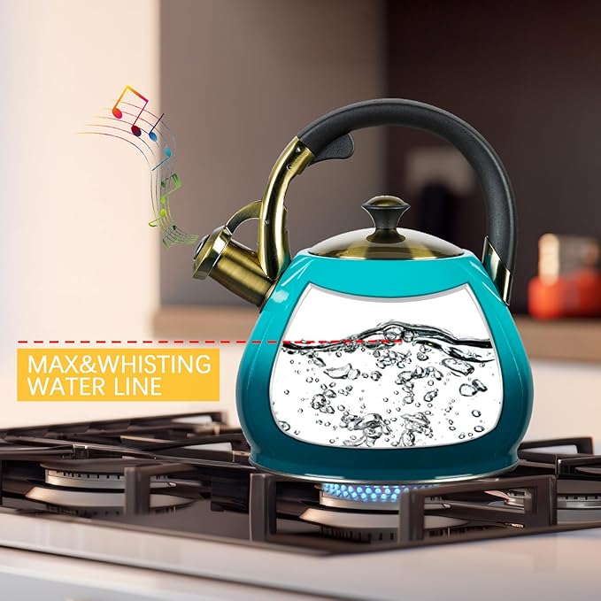Tea Kettle Stovetop Whistling Kettle Teapot, 3Quart Tea Pot Stainless Steel Teakettle for Stove Top with Heat Proof Ergonomic Handle - Bloomnest