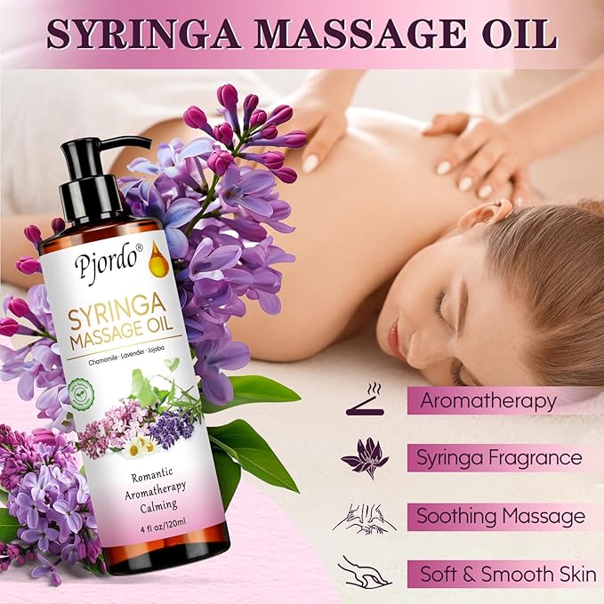 2 Pack Massage Oil for Massage Therapy, Lilac Oil, Lavender Massage Oil for Skin, with Massage Roller Ball, Natural Body Oil for Calming, Aromatic, Soothing, Spa Gift Set for Him Her - Bloomnest