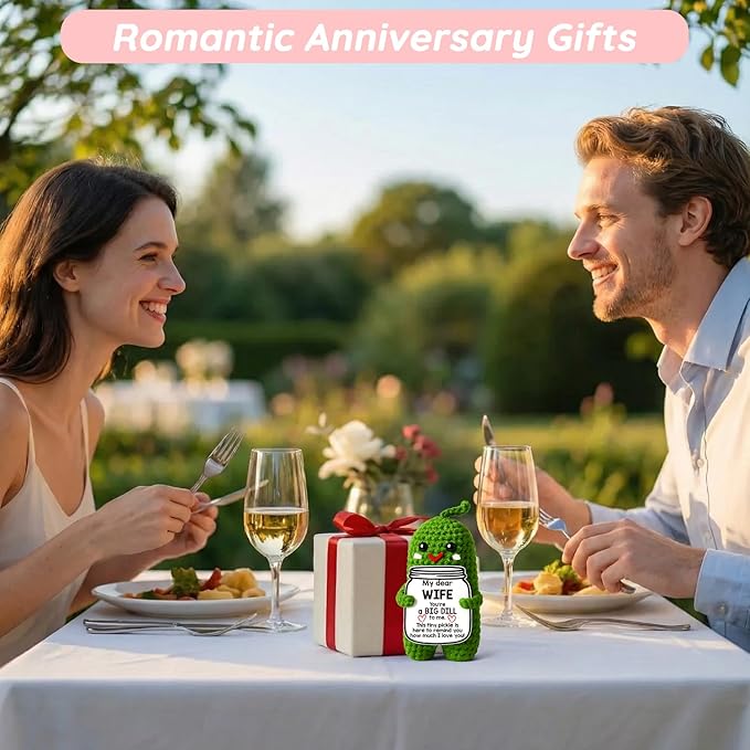 MAMAGIFTREE Valentines Day Gifts for Her Wife Valentines Gifts to My Wife from Husband I Love You Birthday Gift for Wife Wedding Anniversary Romantic Gift for Couples Women Handmade Crochet Pickle