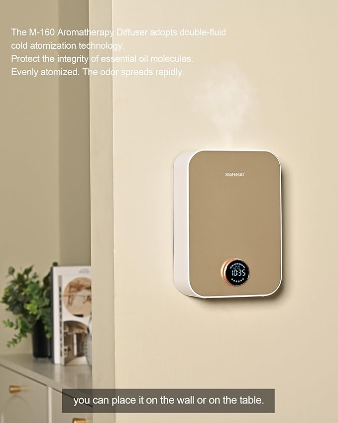 Waterless Oil Diffuser - Pure Essential Oil Diffuser with App Control - 150ml/1700 Sq.Ft. Coverage for Effective Aromatherapy in Home/Office/Hotel (White Gold-Rotary Edition) - Bloomnest