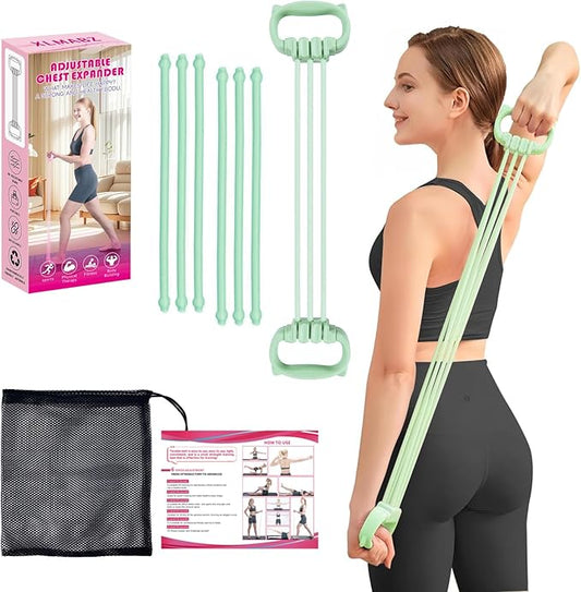 6 Gear Adjustable Resistance Bands, Fitness Resistance Bands Exercise Bands with Comfort Grips, Unisex, for Arms, Chest Extender, Home Workout, Fitness, Pilates - Bloomnest