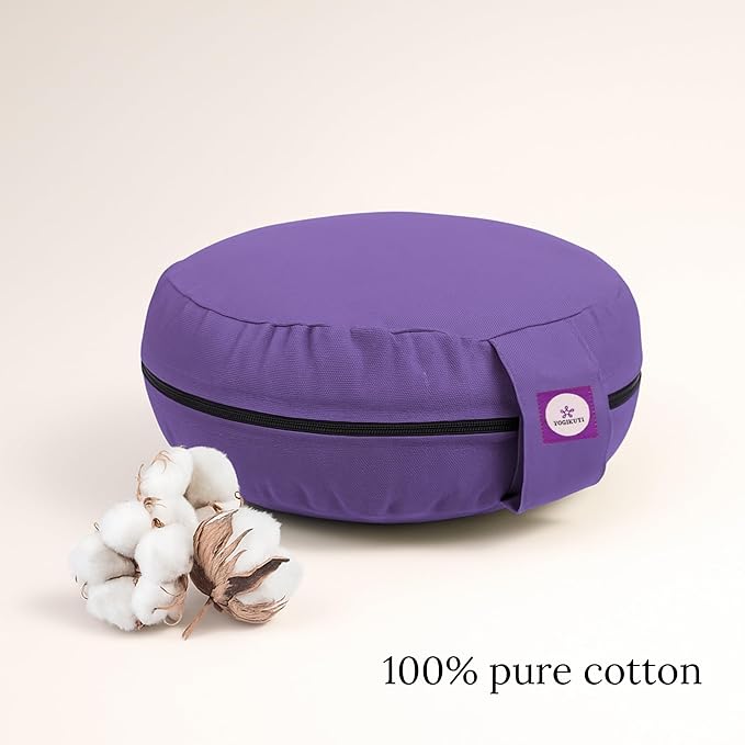 Yogikuti Meditation Cushion – 100% Pure Cotton Zafu for Comfortable Meditation & Yoga – Floor Sitting Pillow for Mindfulness & Support