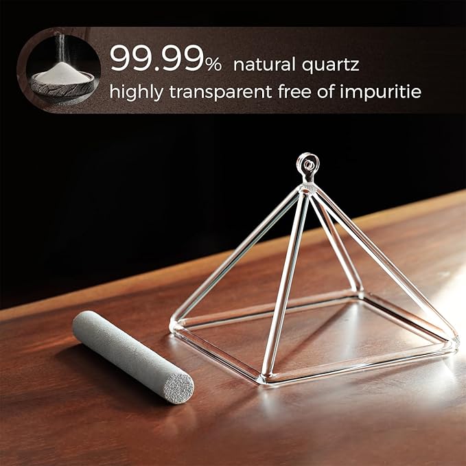 6 Inch Sound Healing Crystal Singing Bowl Quartz Crystal Singing Pyramid Musical Instrument with Suede Stick - Bloomnest