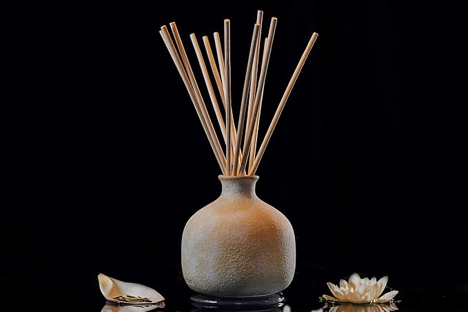 BLUEME Balance-White Lotus & Tea, 16.91 Fl Oz Wellness Diffuser, Contains Essential Oil, Sustainable, Hand Finished, Premium, Luxury Ceramic, Natural Rattan Reeds