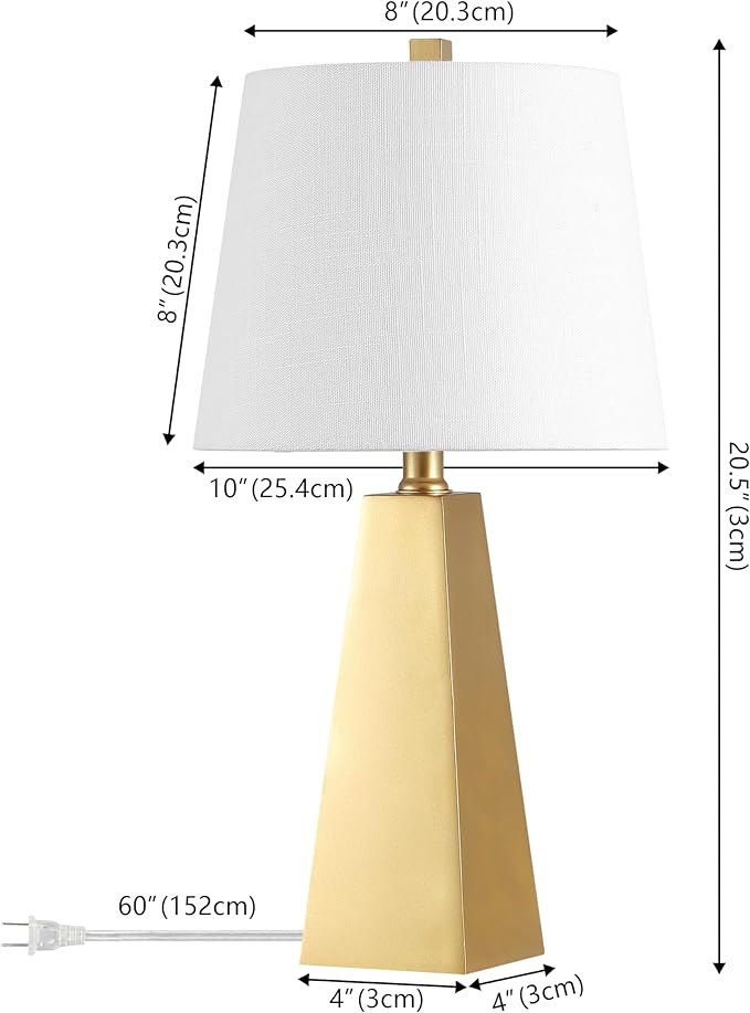 JONATHAN Y JYL1038A Owen 20.5" Resin LED Table Lamp Contemporary Bedside Desk Nightstand Lamp for Bedroom Living Room Office College Bookcase LED Bulb Included, Gold - Bloomnest