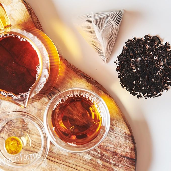 Grace Farms Organic English Breakfast Black Tea, 16 Pyramid Sachets | Fairtrade & Kosher |Gives Back 100% of Profits - Bloomnest