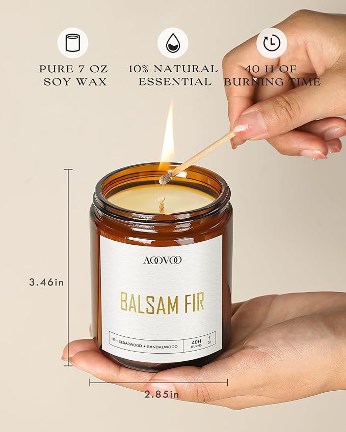 AOOVOO Candle Set - 4PC Scented Candles, 28 oz Soy Candles, Soy Candle for Home Scented, Balsam Fir/Cedar&Patchouli/Cinnamon&Apple/Vanilla Cake - Bloomnest