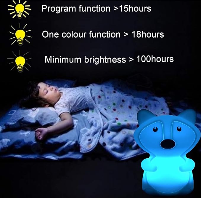 Large Fox Night Lights for Kids, Silicone Night-Light, Bedside lamp, 9 Colors Baby Sleep Light Children's Bed Bedroom Lamp for Toddlers/Boys/Girls/Adults/Bedroom/Outdoor/Camping/Gift - Large - Bloomnest
