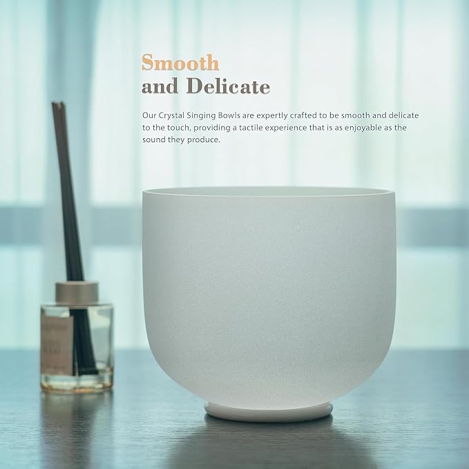 TOPFUND 8 inch D Note Crystal Singing Bowl Sacral Chakra with Suede Mallet