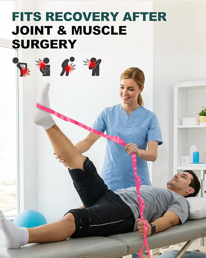Trideer Stretching Strap Yoga Strap Physical Therapy for Home Workout, Exercise, Pilates and Gymnastics, 10 Loops Non-Elastic Stretch Bands with Aesthetic Packaging for Women & Men - Bloomnest