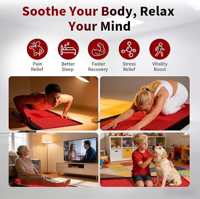 1707 LEDs Red Light Therapy Mat for Full Body, 73" x 36" TPU Infrared Light Therapy, 3-in-1 LEDs (660nm & 850nm) Premium Foldable Mat with Timer Controller & Pulse Modes for Home Use, 192W Xefinic