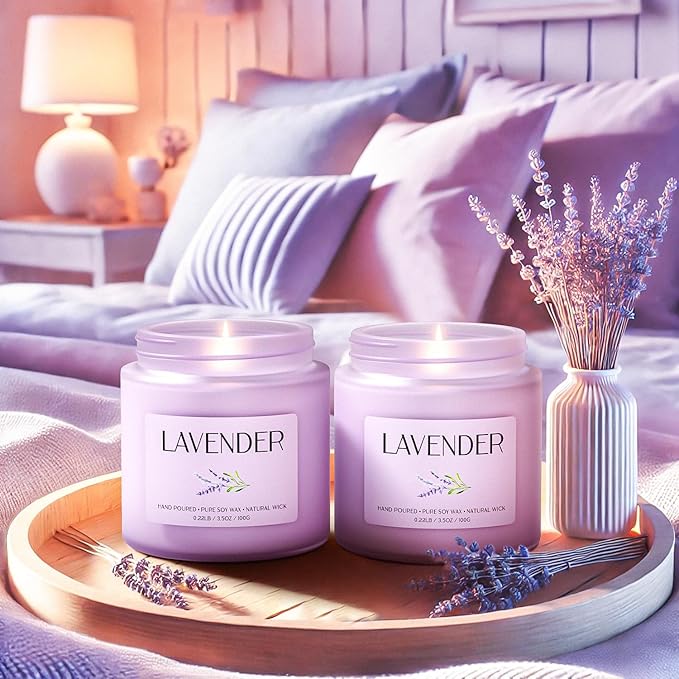 Lavender Candle, Soy Candles for Women, Soy Candles for Home Scented, 2 Pack Aromatherapy Candle Gift Set for Relaxing, Stress Relief & Home Decor - Bloomnest