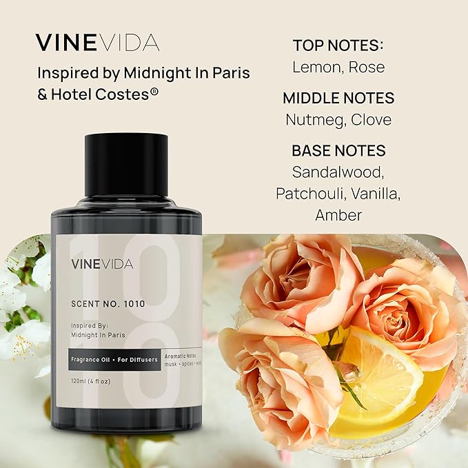 VINEVIDA (4-pk) Hotel Fragrance Collection. Cold Air Diffusers - Scents No.1002, No.1019, No.1012, No.1010 VINEVIDA