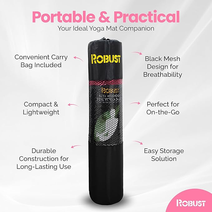 Robust Non-Slip Yoga Mat with Strap, 1/4" Thick TPE Eco-Friendly Workout Mat for Yoga with Position Lines and Texture Surface, Gym Mat for Women, Men, Pilates and Exercises Anti-Tear Sweat-Proof Exercise Mat - Bloomnest