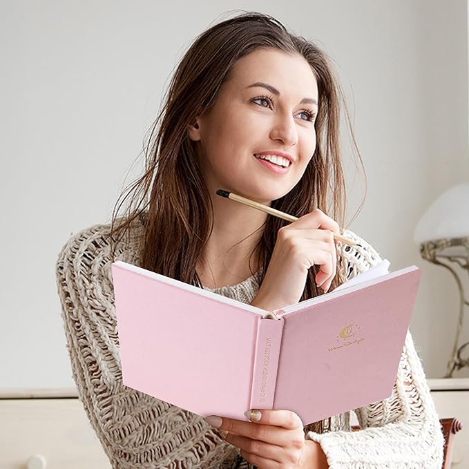 CAGIE Lined Journal Notebook for Women Girls, A5 Hardcover Linen Journals For Writing 256 Pages, Aesthetic Womens Diary, Gifts 8.3'' x 5.7'' Pink - Bloomnest
