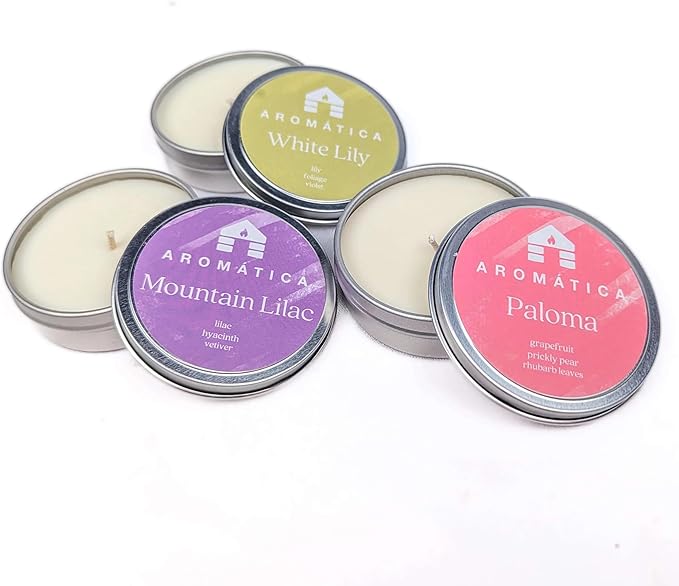Bluecorn Aromática Scented Candle Sample Tin Set – 7 Clean, Luxurious Fragrances - Coconut Wax - Clean Fragrance & Essential Oils - 6hr Burn Time - Handmade in Colorado Since 1991 - Bloomnest