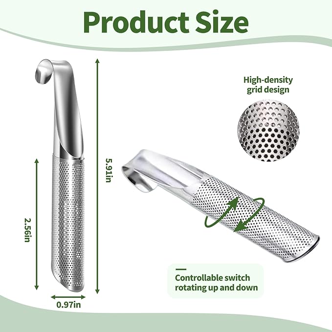 5 Pack Stainless Steel Tea Infuser with Handle, Extra Fine Mesh, 304 Stainless Steel for Loose Leaf Tea, Spices, Seasonings (5 Pack) - Bloomnest
