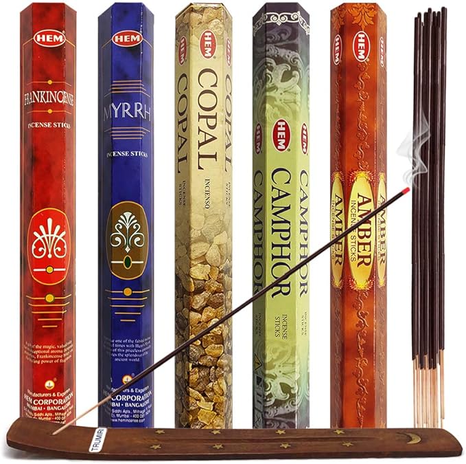 Hem Incense Sticks Variety Pack #4 and Incense Stick Holder Bundle with 5 Unique Based Fragrances - Bloomnest