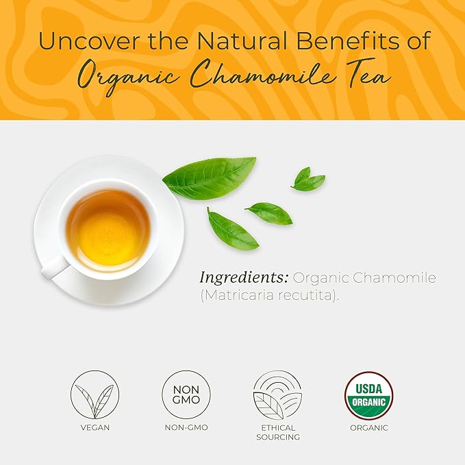Starwest Botanicals Organic Chamomile Tea - Caffeine Free Herbal Tea, Supports Sleep & Relaxation, String Free Sachets, USDA Organic Chamomile, Non GMO - Bulk Pack, 100 Tea Bags - Bloomnest