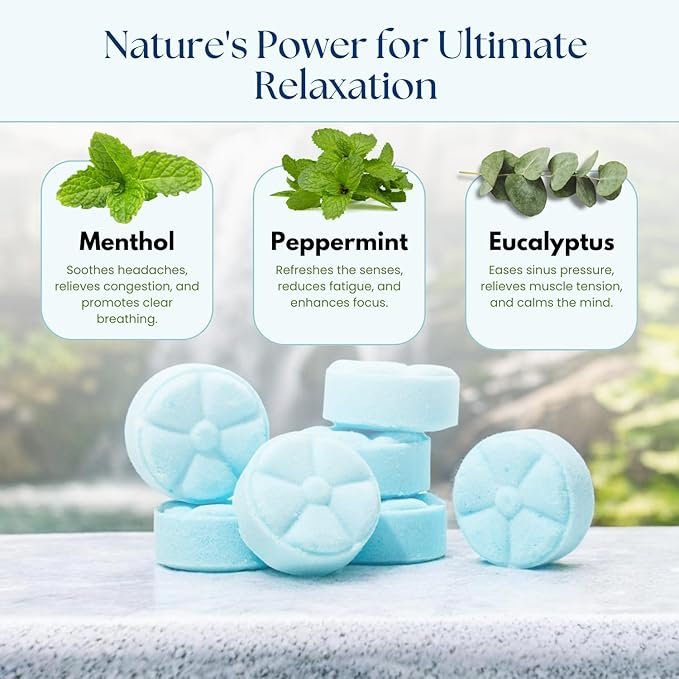 TLG Soothe Shower Steamers Aromatherapy 7 Pack – USA Made with Extra Menthol, Peppermint & Eucalyptus – Shower Bomb for Relaxation, Stress & Sinus Relief – Gift for Men & Women - Bloomnest