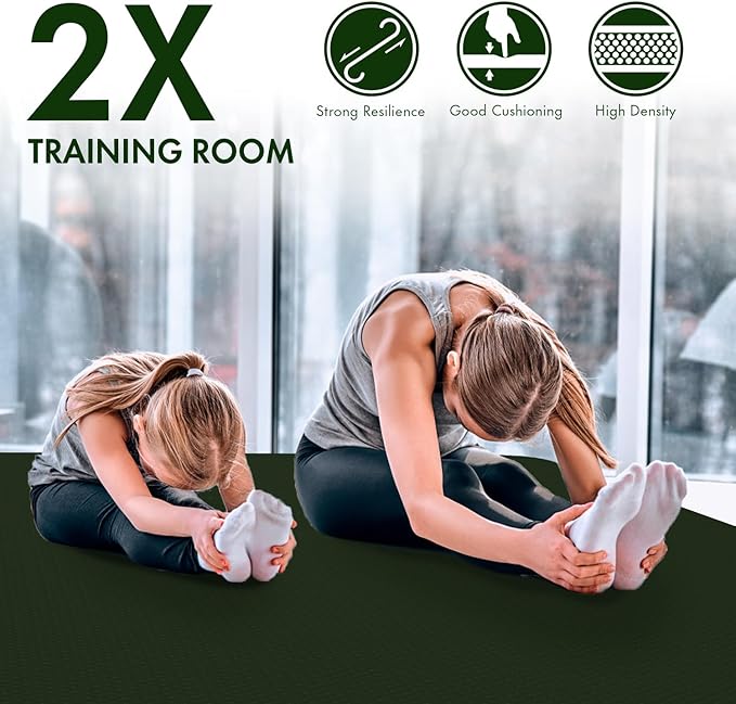 FrenzyBird Large Yoga Mat 6'x 4'（72”x 48”）—1/4" &1/3" Extra Wide Exercise Mat 183cm x 122cm Large Exercise Mat Big Home Yoga Mat Pilates Mat,Non Slip,Thick,TPE Workout Mat,for Women & Men, Yoga, Pilates, Gym and Floor Workouts Pilates - Bloomnest