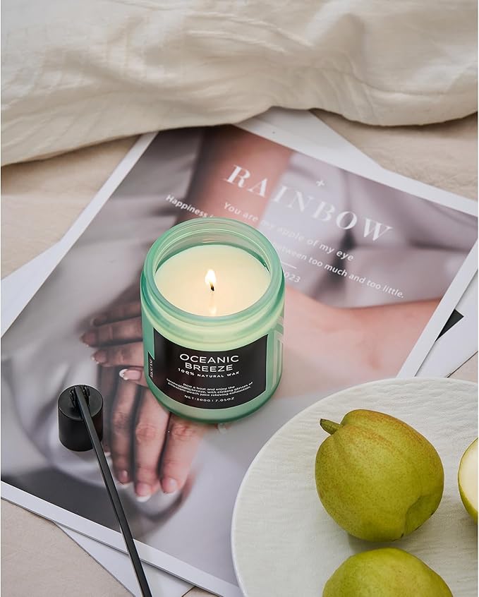 M&SENSE Candle Oceanic Breeze Scented Candle, Long Lasting Pineapple & Mango Scented Natural Soy Wax Candles 7.05oz 50 Hours Burn for Home Scented, Stress Relief Gifts for Women/Men - Bloomnest