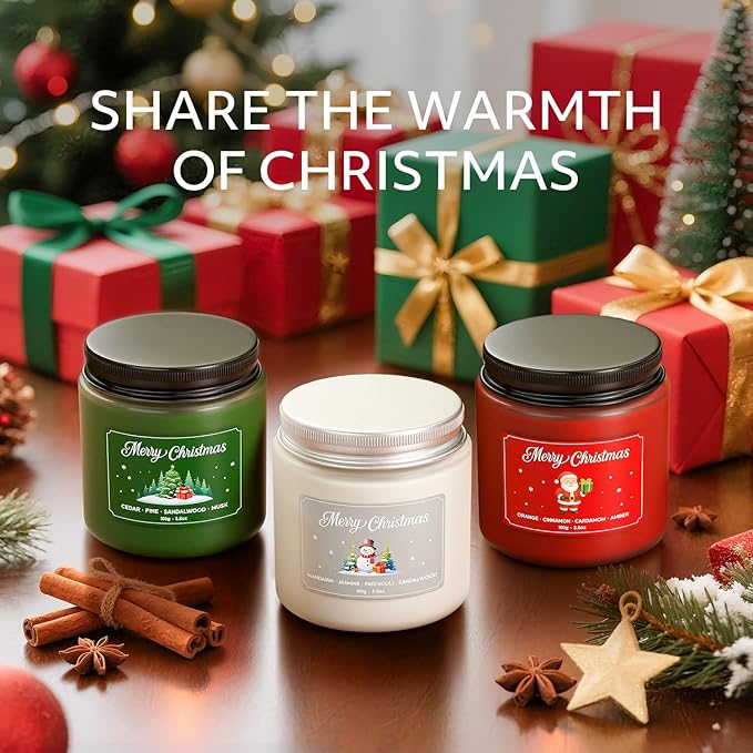 NORVENCE Christmas Candles, Scented Candles Gift Set for Stress Relief, Stress Relief Candle Gifts for Women and Men, Christmas Candle Gifts for Women (Red & White, 7 oz) - Bloomnest