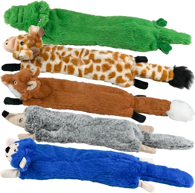 SHARLOVY Dog Squeaky Toys No Stuffing 5 Pack, Plush Crinkle Dog Toys for Large Breed, Durable Doggie Chew Cute Animals Puppy Toy for Teething - Bloomnest