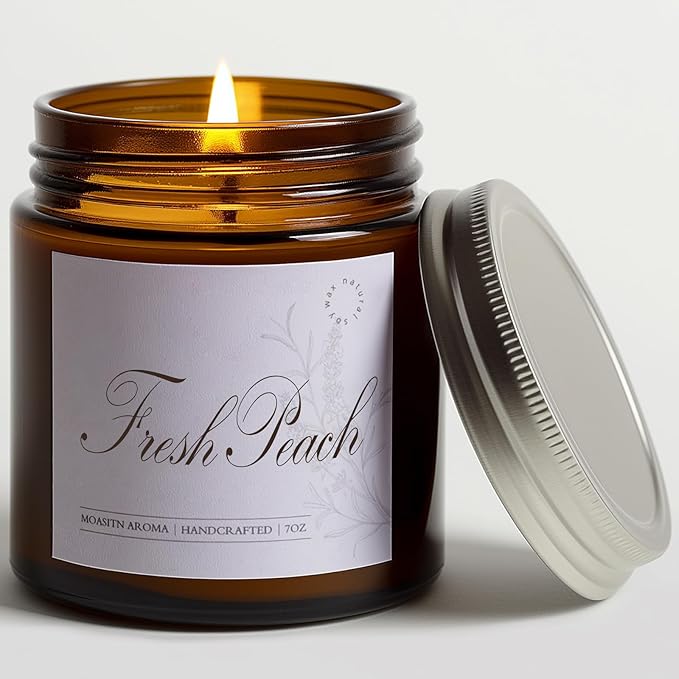 MOASITN Fresh Peach Scented Candles for Home|Sweet Orange,Peach,Floral Scented Soy Candle| Longlasting Aromatherapy Candle Gift for Women,Men for Birthday,Summer,Holiday|7oz - Bloomnest