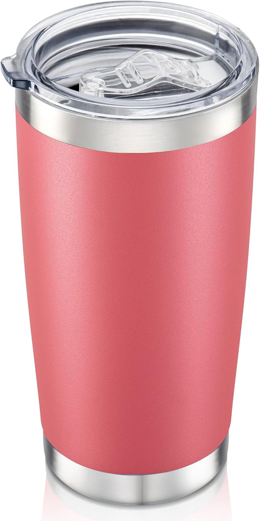 20 oz Tumbler with Lid Stainless Steel Insulated Tumblers Double Wall Vacuum Coffee Mug Powder Coated Tumbler Cups for Cold and Hot Drinks, Tropical Pink, 1 pack